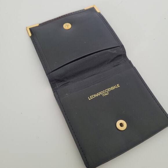 Leonardo Cenbale Vintage Wallet Black Coin Case Holder PouchLeather Compact Mini - Picture 4 of 8